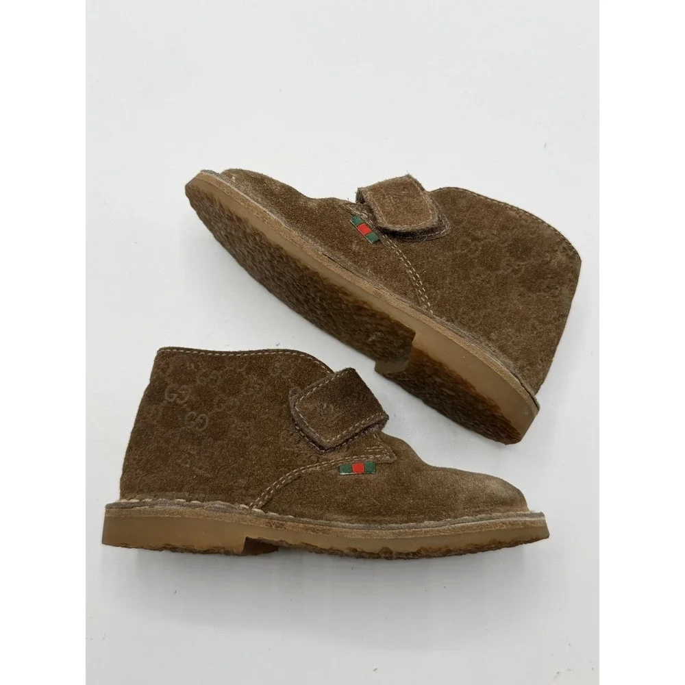 Gucci GG Monogram Suede Brown 271082 Toddler Size EU 20 -US 4.5C/5C
